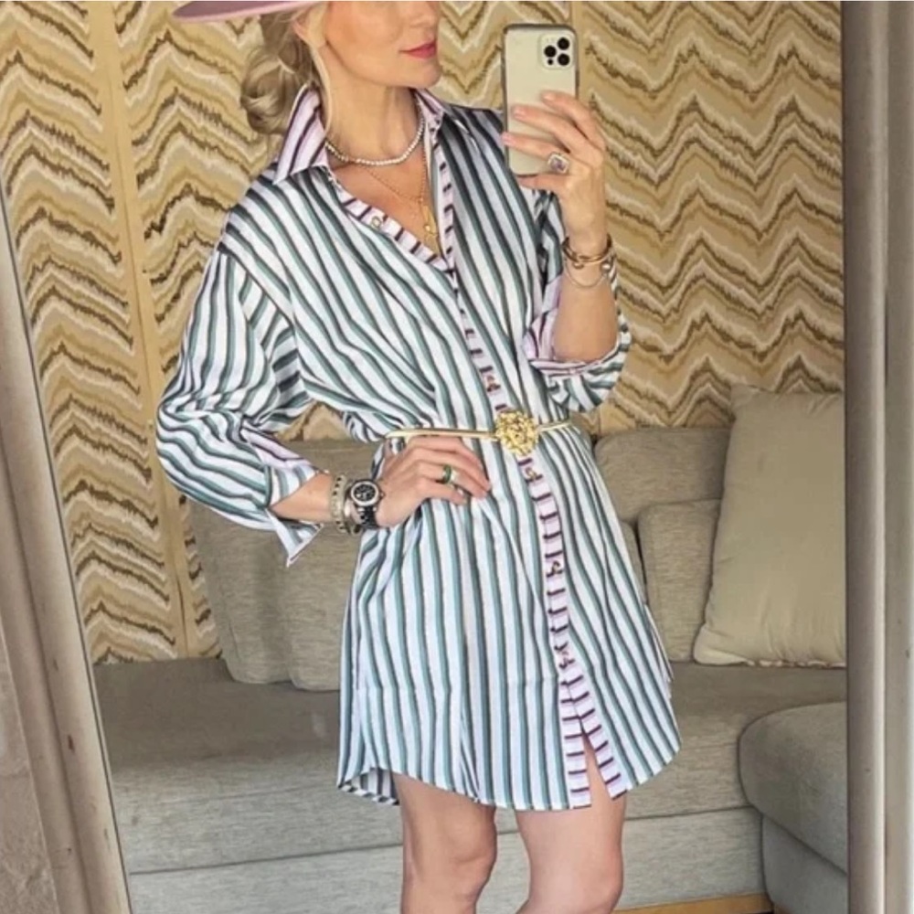 BURU Boyfriend Striped Shirt Dress NWT